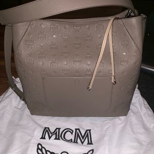 Authentic MCM Large Taupe Klara Hobo
